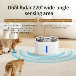 Fonte de água inteligente para animais de estimação, bateria carregável, aço inoxidável, bomba silenciosa sem fio, sensor de radar, dispensador de água para cães e gatos - Image 2