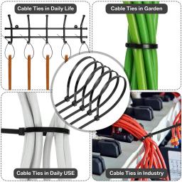 Auto-bloqueio Nylon Abraçadeiras, Cord Ties Correias, Cabos ajustáveis Fixação Loop, Home Office Wire Zip Gravatas, Atacado, 1000 pcs, 100pcs - Image 6