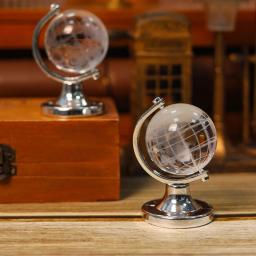 Mini Round Globe Desktop Ornamento, Crystal Home Glass Globe, Girando bolas claras, Ornamento de mesa, Artesanato - Image 1