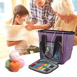 Saco De Armazenamento De Ferramenta De Tricô Portátil, Sacos De Armazenamento De Fios DIY, Costura Bordado Ferramenta De Armazenamento, Crochet Fio Tambor Saco, Máquina De Costura - Image 4