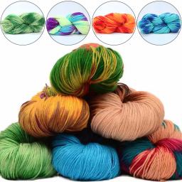 Colorido arco-íris segmento tingido fios de lã, DIY mão tricô fio, macio bebê suéter, lenço e xale suprimentos, 50g por rolo - Image 5