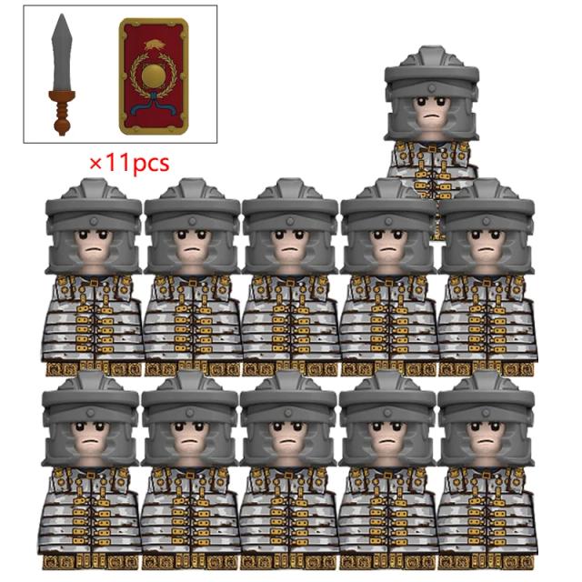 Medieval militar Roma guerra figuras de ação capacete armas acessórios blocos de construção para crianças