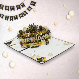 Cartões de aniversário 3D com envelope, luz e música, cartão de feliz aniversário, cartão de presente pop-up musical para homem e marido - Image 5