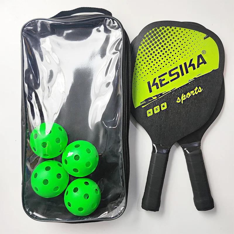 Conjunto de raquete portátil Pickleball, 2 raquetes, 4 bolas, leve, ao ar livre, adultos, indoor, raquetes esportivas de praia - Image 1