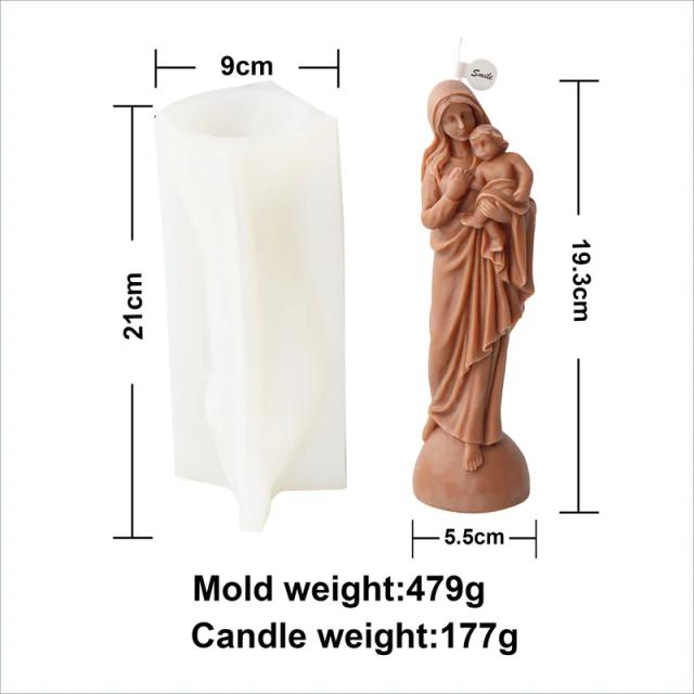 Molde de Silicone para Jesus e Virgem Maria em Resina Epóxi, Artesanato Católico DIY, Decoração com Gesso e Freira