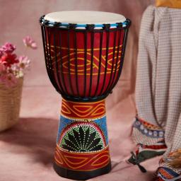 Tambor De Madeira Africano com Logotipo Personalizado, Tambor Djembe Maior, Tambor De Pele De Carneiro Alpino, Cor De Rosto e Pintura, 8 pol - Image 2