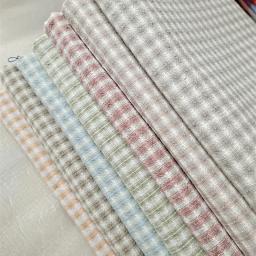 Tecido de algodão tingido de fios japoneses da xadrez fresca para a boneca diy básico jacquard retalhos esteira saco de costura estofando artesanato fio-pano tingido - Image 3