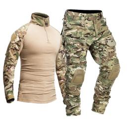 Ternos táticos milita uniforme ternos camo camisas de caça calças de carga com almofadas airsoft paintball caça conjuntos roupas ao ar livre - Image 1
