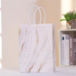 Saco De Presente De Papel Com Design De Mármore, Bolsa Para Aniversário, Presente De Casamento, Decoração De Festa, Suprimentos De Embalagem, Artesanato De DIY, 5Pcs - Image 4