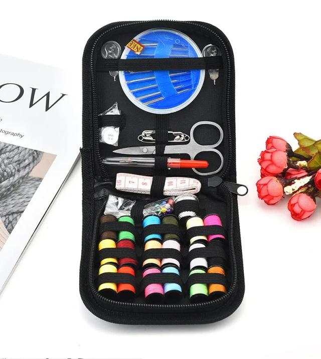 Kit Portátil de Mini Costura com 12 Agulhas e Organizador Multifuncional para Ferramentas e Armazenamento