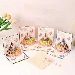 Em branco Fold Convite Cartões Postais, Cartão de presente do feliz aniversário, 3D Pop Up Cartão Postal, Amigo caloroso, Festa de crianças, Casamento, Decorativo - Image 2