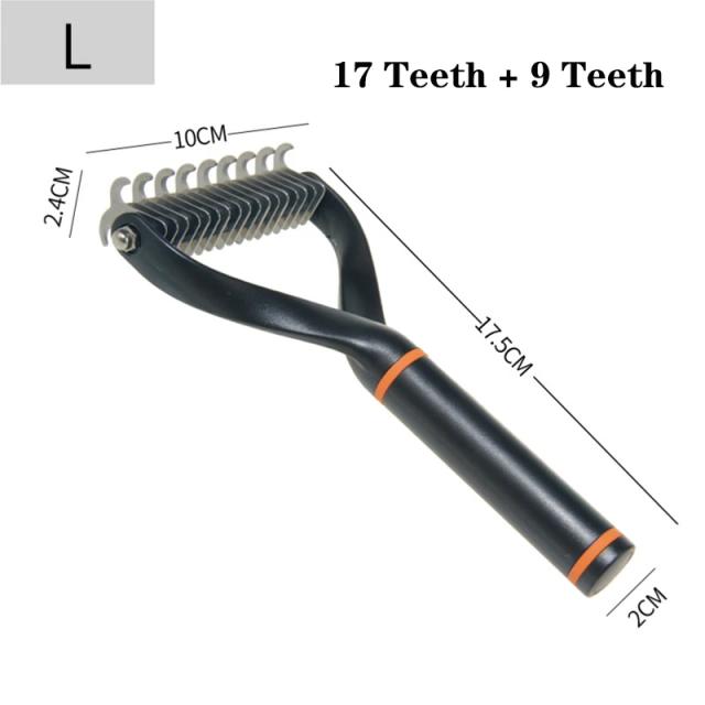 Pente e Escova Dupla Face para Remoção de Pêlos de Gato e Cão - Kimpets Fur Knot Grooming