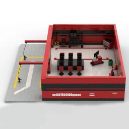 Nova cidade vista de rua moc modular velocidade campeões f1 pitstop garagem modelo blocos de construção diy ideias criativas kidtoy presente aniversário - Image 2