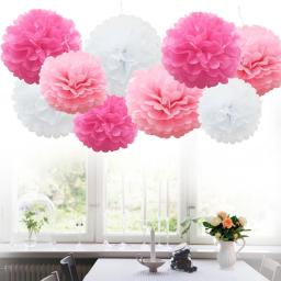 Pompom de papel de seda 20cm, 8 polegadas, bolas de flores para decoração de sala de casamento, materiais de festa de aniversário, diycraft, flor de papel - Image 3