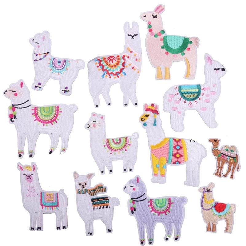 Patches Bordados Alpaca, Ferro Costurar Em Patch, Emblema Applique, Decoração DIY, Reparação de Roupas, Mochila, 12Pcs - Image 1