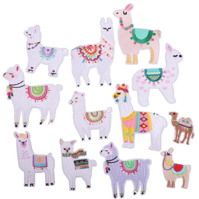 Patches Bordados de Alpaca para Costura em Ferro - 12 Peças para DIY, Decoração e Reparação de Roupas e Mochilas