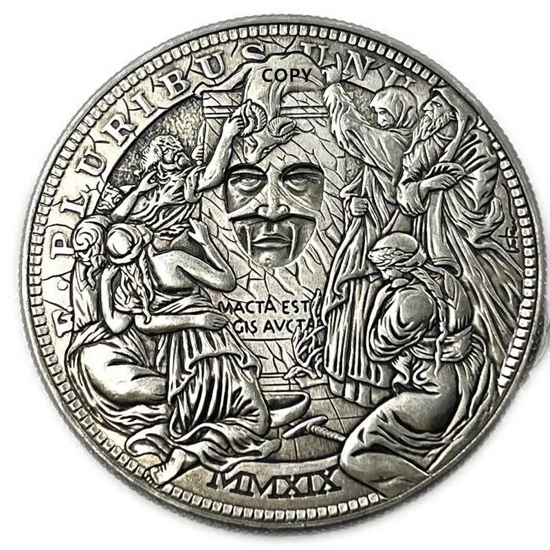 Moeda do desafio do mecanismo móvel, arte surpreendente, mudando a cara, Hobo Nickel, Morgan Dollar, presente criativo - Image 1