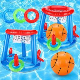 Jogo inflável da virola do anel, aro de basquete flutuante, brinquedo interativo do esporte da água, favor do partido, divertimento da praia, acessório da piscina - Image 1