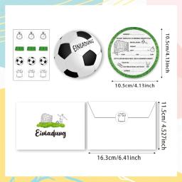 Conjunto 12 peças convites aniversário divertidos, decorações festa com tema futebol, cartão convite alemão e - Image 6