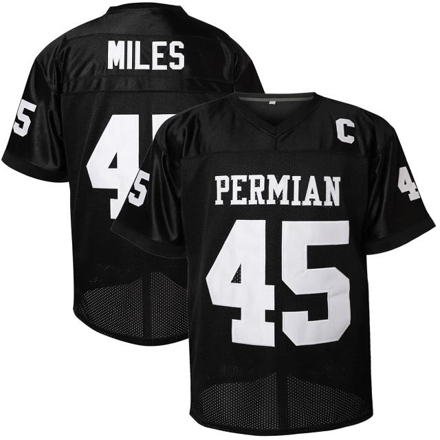 Camiseta de Futebol Americano Permian com Nome e Números Costurados - Estilo Esportivo em Malha para Cinéfilos com 45 Minutos de Emoção