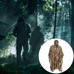 Terno ghillie com folhas 3d, capa de chuva poncho da floresta, terno camuflado de caça, roupas de capa camuflada, para fotografia de animais de pássaros - Image 5