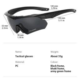 Óculos táticos polarizados para escalada e tiro, Windproof, Dustproof, seguro, óculos de proteção, esporte ao ar livre, CS, Airsoft, 3 Lens - Image 2