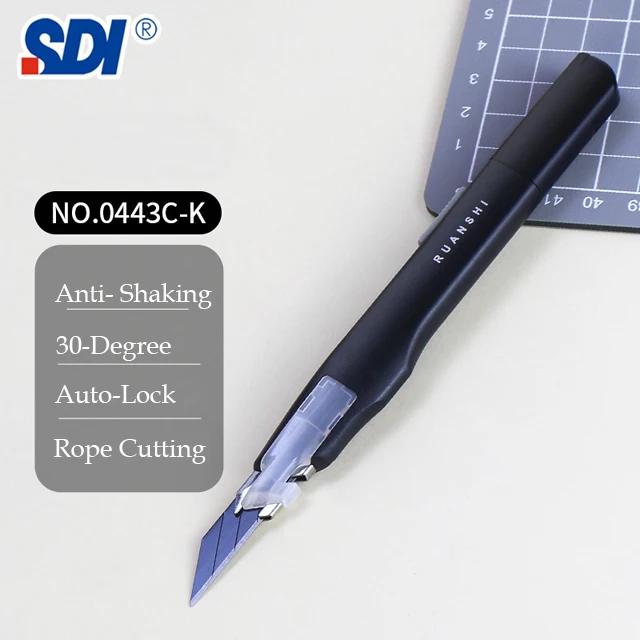 Anti-Shaking Utility Knife, lâminas de aço preto afiado, cortador de caixa, bloqueio automático, artesanato profissional, abridor DIY, SDI 9mm, ângulo de 30 graus - Image 1