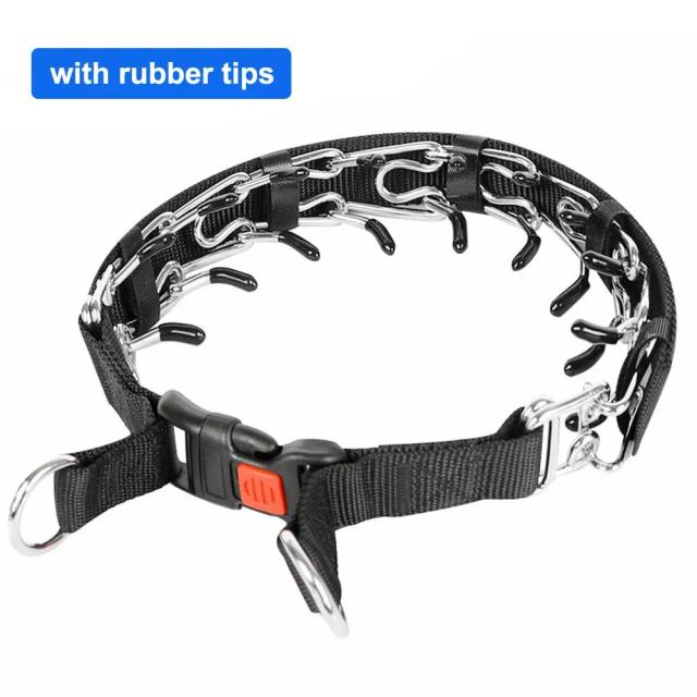 Coleira de Treinamento para Cães com Fivela de Liberação Rápida e Capa de Nylon - Prong Collar com Pinos de Conforto