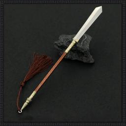Long-Handled Medieval Arma Modelo, chinês Dinastia Tang, Broadsword Mo Faca, Todo o Metal Craft, Ornamentos Colecionáveis, 22cm - Image 2