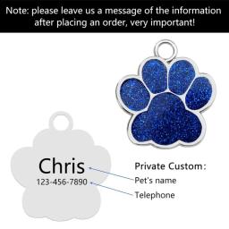 Tag gravado para animais de estimação, identificação personalizada, pata, pingente de brilho, aço inoxidável, cachorro, cães, gatos, acessórios - Image 3