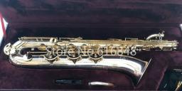 Jupiter JBS-893 E saxofone barítono plano, corpo prateado, laca dourada, instrumento chave, sax de latão com boquilha Case, Novo - Image 2