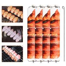 Trilhos planos para grelhar asas de frango, acessórios para churrasqueira, ferramentas para grelhar, piquenique ao ar livre, camping, fixação - Image 1