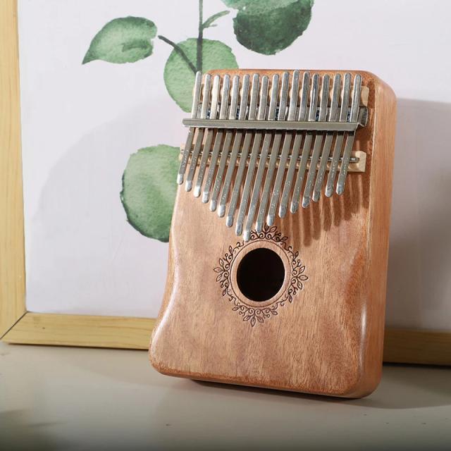 Kalimba 17 Teclas em Madeira de Mogno - Instrumento Musical Portátil para Crianças e Combinações de Música com Dedo Piano