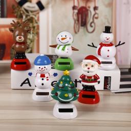 Decoração de carro de natal dança solar papai noel pinguim árvore elk boneco de neve bobblehead boneca feliz natal presente carro ornamento - Image 4