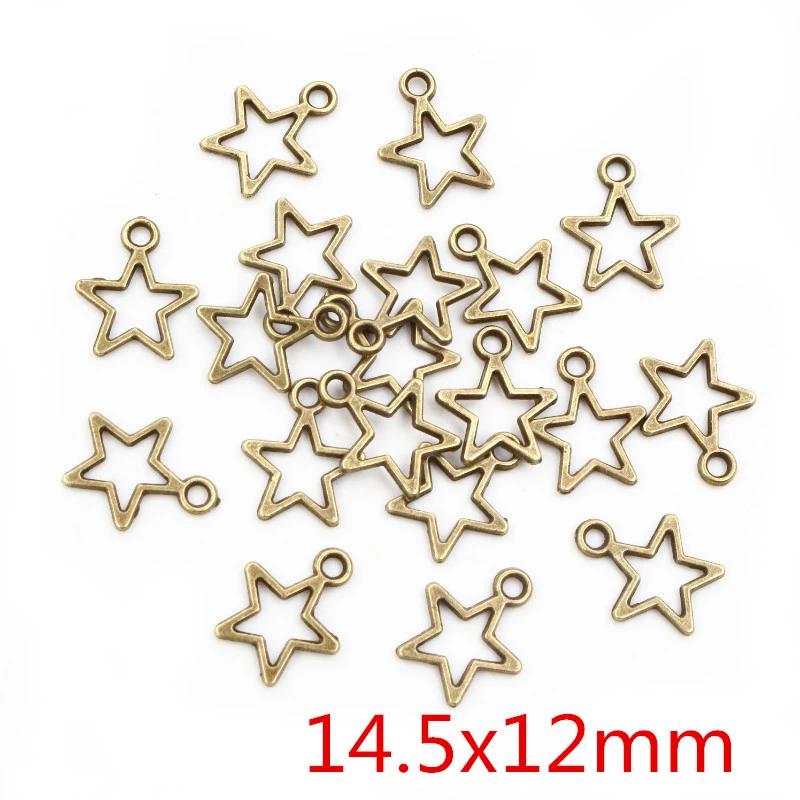 100 pçs pequenos encantos estrela pingente bronze antigo cor de prata liga de zinco DIY acessórios para fazer jóias para colar pulseira - Image 2