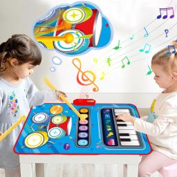 Esteira de jogo sensorial musical para crianças, teclado piano, tambor jazz, instrumento musical para bebê, brinquedos educativos para crianças, 2 em 1 - Image 3