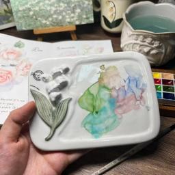 Retro Lírio do Vale Paleta Cerâmica, Tonificação Aquarela, Ferramenta de Mistura de Cores, Fácil de Limpar, Artista Estudante Pintura Suprimentos - Image 2