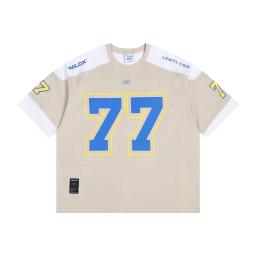 Retro americano V-Neck Futebol Jersey, Stylish Street Patchwork, Jersey Esportes, Estilo Harajuku, Hip Hop Basquete T-Shirt - Image 3
