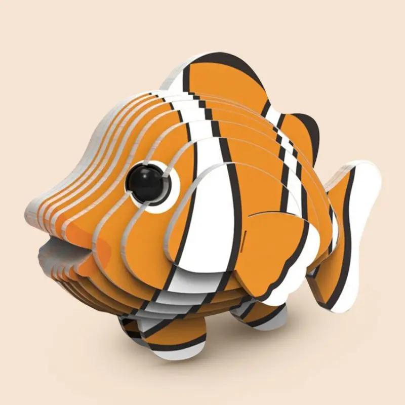 Quebra-cabeça tridimensional infantil, montagem de jardim de infância, brinquedo intelectual de educação precoce, dinossauro, modelo animal, papel - Image 1