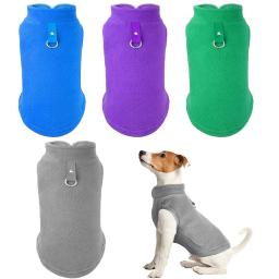 Roupas para animais de estimação colete de lã para cães de inverno casaco de lã com anel de coleira para cães pequenos gato - Image 1