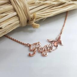 Colar com nome personalizado em aço inoxidável para mulheres, joias de borboleta fofas, decoração opcional, presentes para ela e filho - Image 3