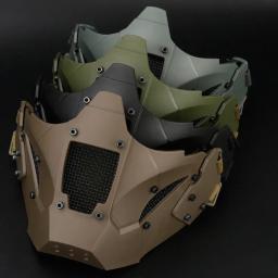 Airsoft máscara protetora de malha meia face ajuste rápido capacete ferroviário para caça paintball csgame tiro esporte ao ar livre - Image 1