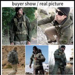 Homens à prova dwaterproof água tático softshell calças de acampamento caminhadas escalada trekking pesca caça velo inverno ao ar livre jaquetas - Image 5