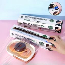Saran-Microwavable Cling Film Wrap com cortador deslizante removível, Filme plástico transparente de embrulho de alimentos, Mantenha o alimento Fres - Image 2