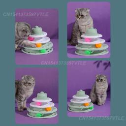 Brinquedos plásticos interativos para gatos, quatro camadas de trilha, suprimentos de treinamento intelectual, chapéu de brinquedo, componente do jogo, branco e verde - Image 3