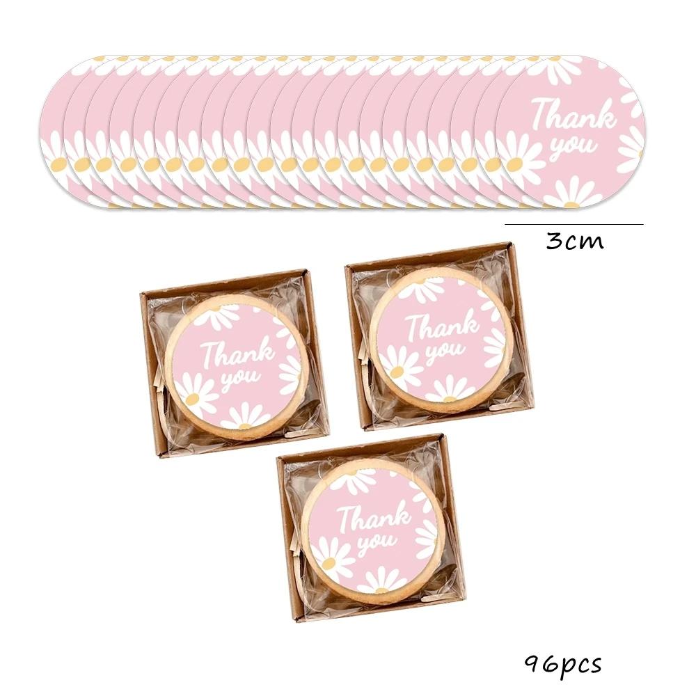 Adesivos de papel com flor rosa, 50pcs, cartas penduradas, para aniversário, decorações de festa de casamento, presentes diy, embrulho - Image 1
