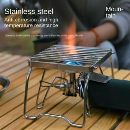 Suporte de fogão de aço inoxidável ao ar livre acampamento portátil dobrável mini churrasco rack pote titular bandeja cozimento - Image 1