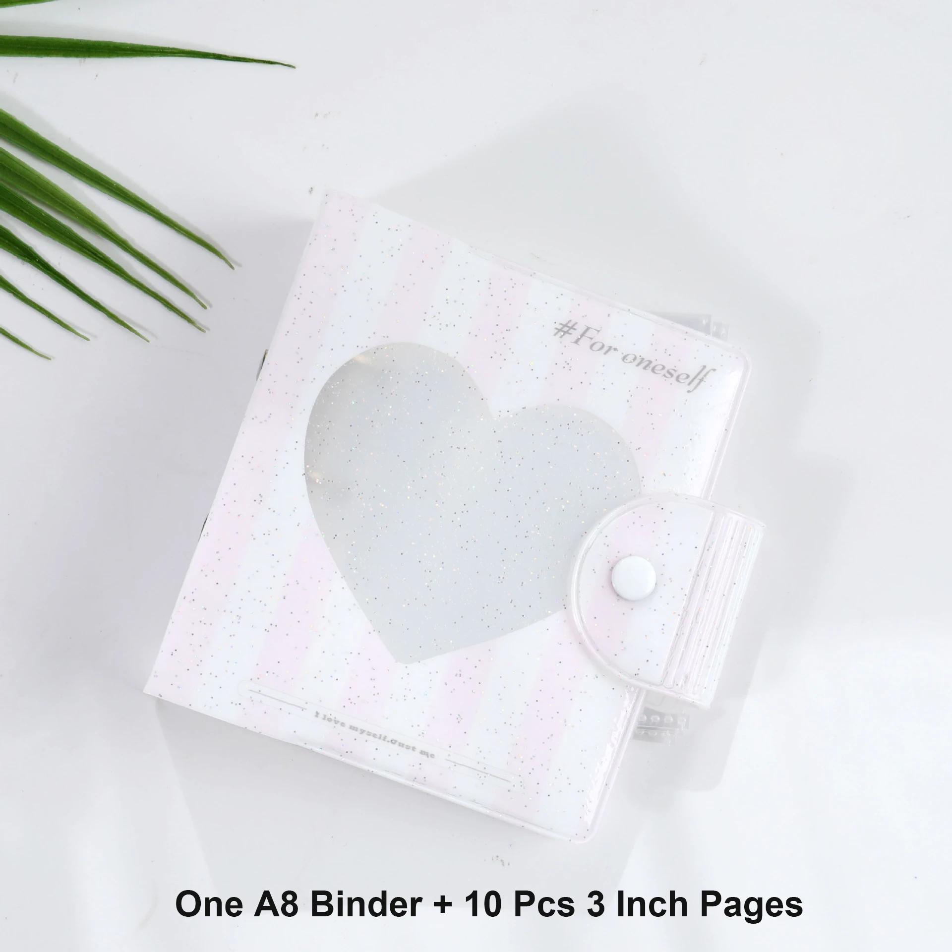 Mini Álbum de Fotos com Fivela Magnética Fecho, 3 Anéis, Glitter Photocard, A8 Binder, Livro Suporte Kpop, 10 Folhas, 20 Bolsos, 3" - Image 1