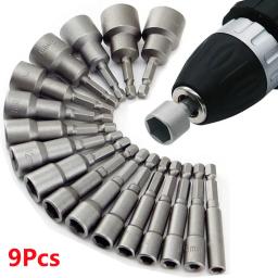9 pçs/set 5mm-13mm hex soquetes manga bocais porca driver conjunto chave de fenda conjunto schroevendraaier conjunto bits ferramentas chaves de soquete - Image 1