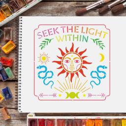 Sol rosto estênceis para pintura modelo reutilizável diy arte e artesanato estêncil procurar a luz dentro desenho em paredes de tecido de madeira - Image 6